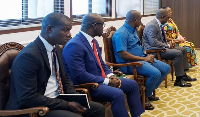Felicia Adjei (R) and her team with the Libyan authorities