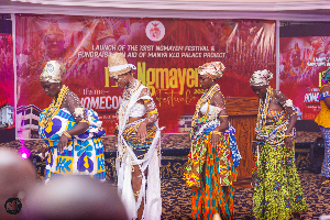 Young Krobo ladies dancing Klama at the Ngmayem festival launch