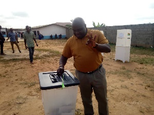 Mr Julius Debrah at the polling station