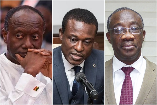 Kissi Agyebeng (M) accuses Ken Ofori-Atta (L) and Emmanuel Kofi Nti (R) of masterminding SML deal