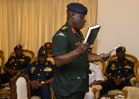 Major General Obed Boamah Akwa taking Oath of office