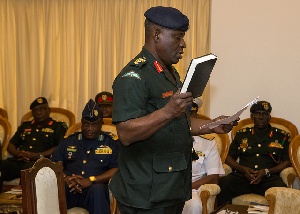 Major General Obed Boamah Akwa taking Oath of office