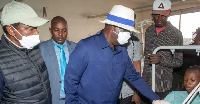 The late Kenya's opposition leader Raila Odinga arrives at Mama Lucy Kibaki Hospital in Nairobi