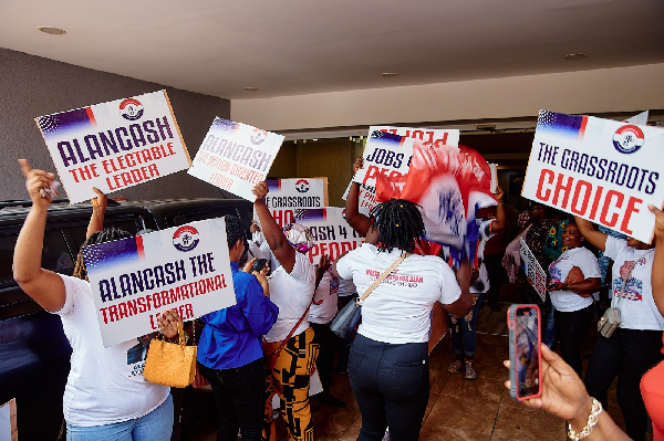 Some women with placards showing love for Alan Kyerematen