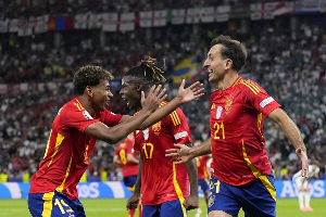 L-R Lamine Yamal, Nico Williams and Mikel Oyarzabal