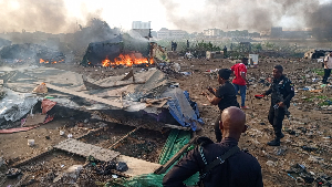 Some of the structures destroyed by the police