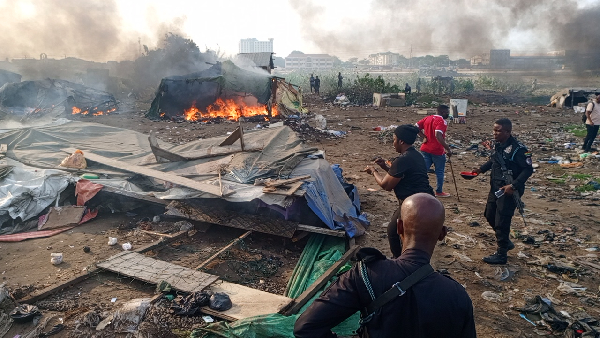 Some of the structures destroyed by the police