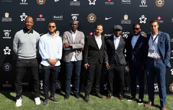 Derek Boateng (second) from right and Michael Essien (third) from right