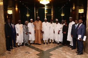 Speaker and  leadership of ECOWAS in a group picture with President Buhari
