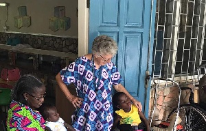 Matilda Amissah-Arthur during her visit to Nsawam Orthopedic Training Centre