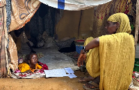 A displaced Sudanese woman at Zamzam camp in North Darfur on August 1, 2024