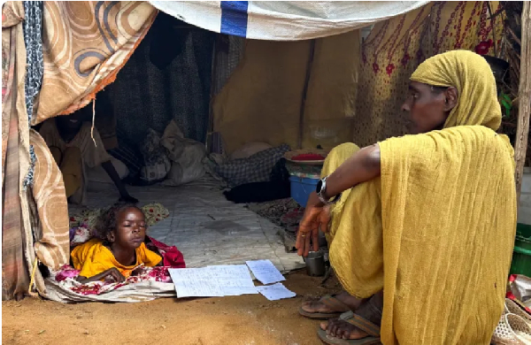 A displaced Sudanese woman at Zamzam camp in North Darfur on August 1, 2024
