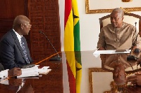 Edward Doe Adjaho[L] with President Mahama