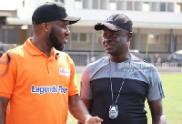 Prince Owusu (right) and Nigeria legend JJ Okocha