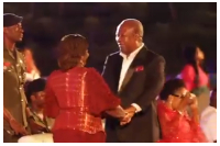 President Mahama dancing with Prof Opoku-Agyemang at Presidential Nine Lessons and Carols