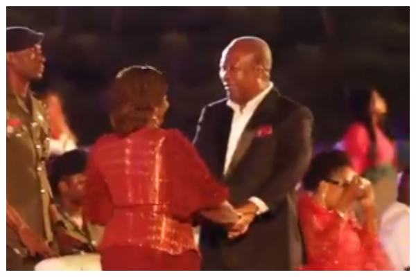 President Mahama dancing with Prof Opoku-Agyemang at Presidential Nine Lessons and Carols