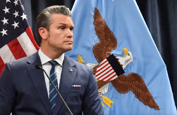 US Sec of Defense Pete Hegseth speaks at US Central Command headquarters at MacDill Air Force base