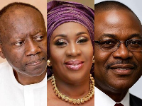 L-R: Ken Ofori-Atta, Sedina Tamakloe and Ernest Akore are all facing trial in Ghana