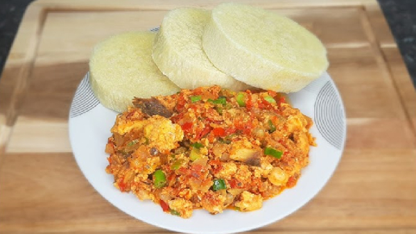 File photo of a plate of yam with egg sauce