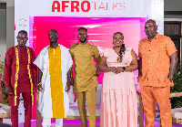Okyeame Kwame (2L) and other panellists from the soiree
