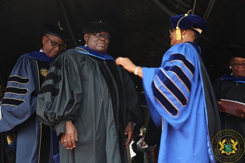 President Nana Addo Dankwa Akufo-Addo being decorated with the honorary title