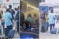 Screenshots from videos of Abu Trica's extradition