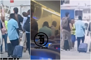 Screenshots from videos of Abu Trica's extradition