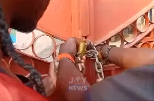 The angry party executives locked the offices and the main gate with their own padlocks