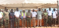(5th left) Solomon Kotey Nikoi, (m) Vice Admiral Seth Amoama, (5th right) Osei Assibey Antwi, et al.