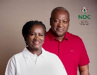 Professor Jane Naana Opoku-Agyemang (in white) and Former President John Mahama (in red)