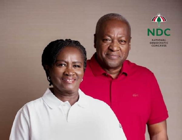 Professor Jane Naana Opoku-Agyemang (in white) and Former President John Mahama (in red)