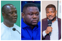 Photo collage of CEO of MinCom, Wisdom Gomashie and the Minister of Lands and Natural Resources