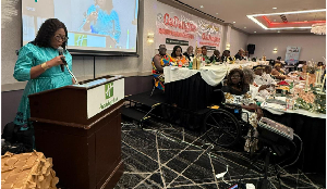 Jane Gasu Aheto, (L) speaking on behalf of Ghana’s Ambassador to the US