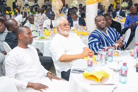 Kenpong  with Former President, JJ Rawlings and Sports Minister, Isaac Asiamah