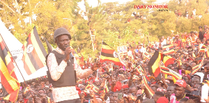 Opposition NUP presidential candidate Robert Ssentamu at a campaign