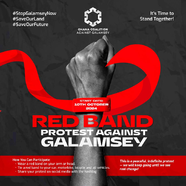 The 'Red Band Protest against Galamsey' is scheduled for October 10