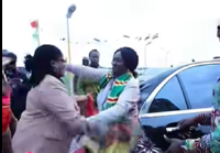 A screenshot from the heartwarming moment the vice president hugged one of her workers