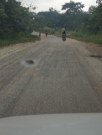 A portion of the Akuse road that was reshaped by VREL