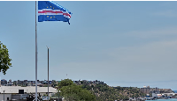 A view of the Cape Verde flag in Praia, Cape Verde, Thursday, May 7, 2026