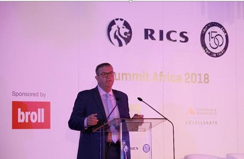 Sean Tompkins CEO of RICS speaking at the RICS Summit Africa 2018