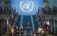 Ban Ki-moon, Secretary-General of the United Nations speaking at a summit