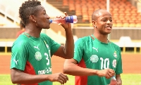 Asamoah Gyan (L) and Andre Dede Ayew (R)