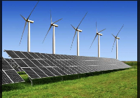 A screenshot of wind turbines and solar pannels