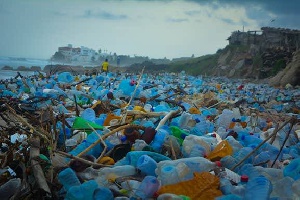 Beaches in Ghana are decorated with plastic wastes.