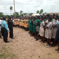 Mawutor Agbavitor interacts with some BECE candidates in the Volta Region