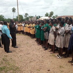 Mawutor Agbavitor interacts with some BECE candidates in the Volta Region