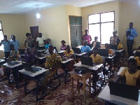 Some students seated in the newly refurbished ICT lab