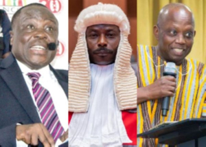 (L-R) Justice Pwamang, Justice Samuel Adibu-Asiedu and Daniel Yaw Domelevo