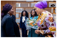 Prof Opoku-Agyemang being welcomed by Kalsoume Sinare Baffoe upon her arrival in Spain
