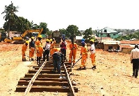 Rail workers on site